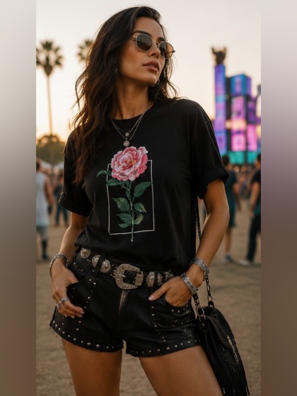 SHAWN MENDES X H&M 2019 The Tour Rose Graphic Tee Sz M Concert Merch Band Fan